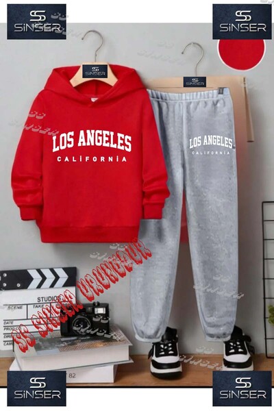 SS SİNSER Παιδικό Unisex Σετ Φόρμας με Κουκούλα "LOSANLEGELES CALIFORNIA WHIT...