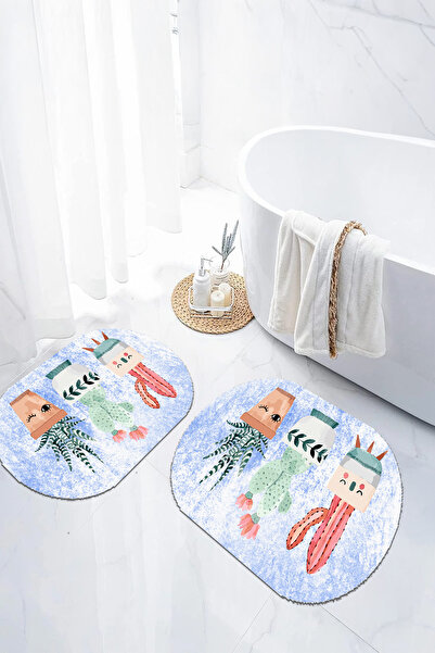 EVİMSEN Set de scaune pentru toaletă cu covoraș de baie oval, lavabil, cu mod...