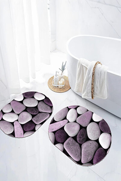 EVİMSEN Set de scaune pentru toaletă cu covoraș de baie oval, lavabil, cu mod...