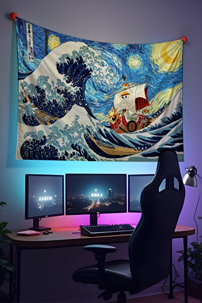 Halura One Piece Anime Desenli Duvar Örtüsü– Kaliteli Kumaş, Gamer Oyuncu Oda...