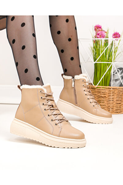 starlike Women's boots, natural leather, khaki F002-409