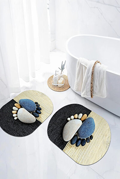 EVİMSEN Set de scaune pentru toaletă cu covoraș de baie oval, lavabil, cu mod...