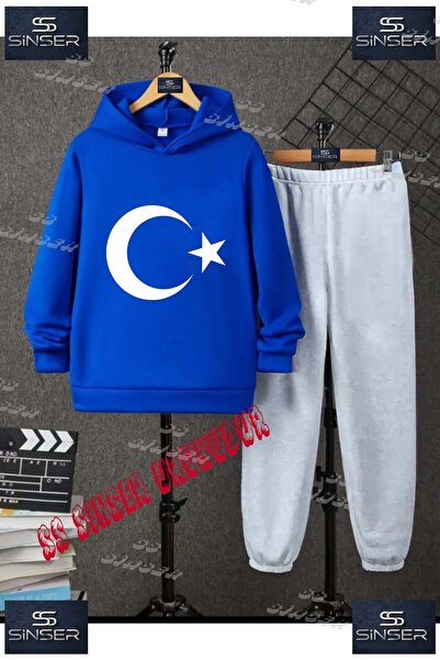 SS SİNSER Children's Unisex Special Printed Hooded Tracksuit Set with the Wor...