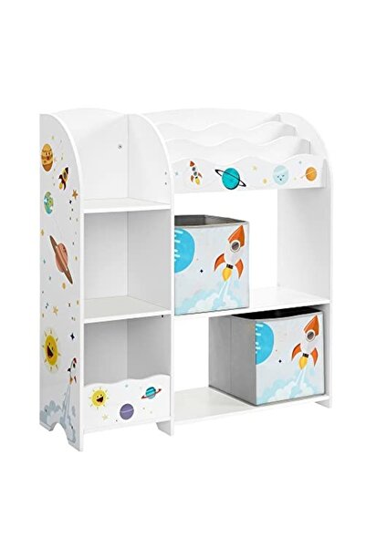 SONGMICS Raft organizare jucarii copii, Songmics, Alb-Gri, 93.0x30.0x100.0 cm