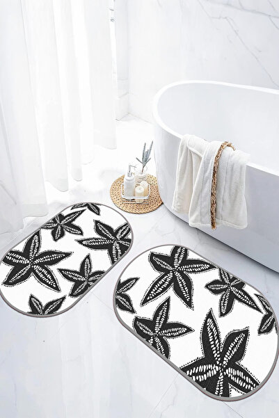 EVİMSEN Set de scaune pentru toaletă cu covoraș de baie oval, lavabil, cu baz...