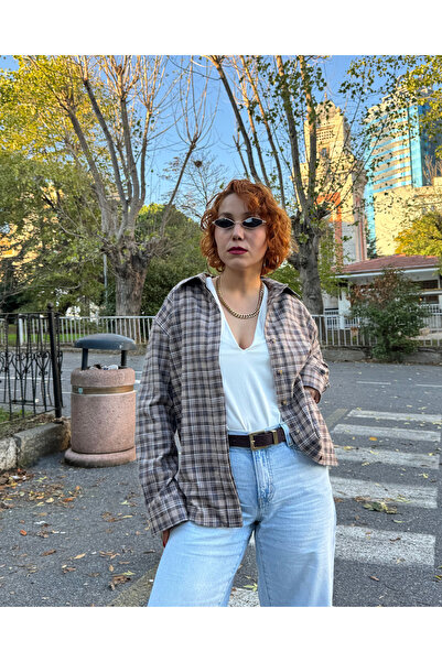 Bak'ap Premium Trend Plaid Brown Winter Shirt