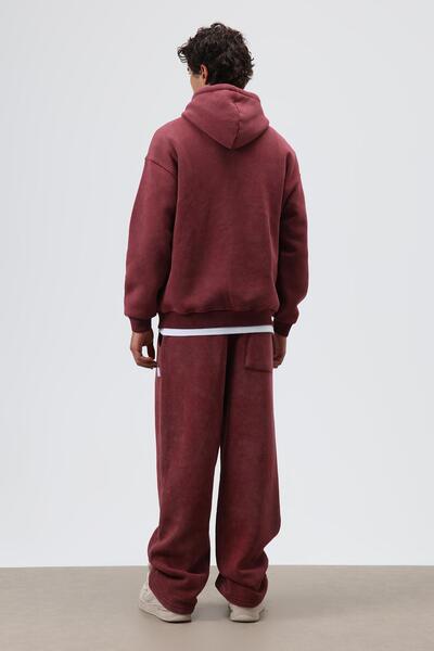 VAMOSCLO Basic Oversized Washable Hoodie Claret Red