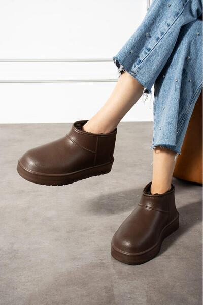 MissPapatya NORDIA Καφέ Γυναικείες Αδιάβροχες Στιβαρές Ζεστές Χειμερινές Καθημερινές Κοντές Μπότες