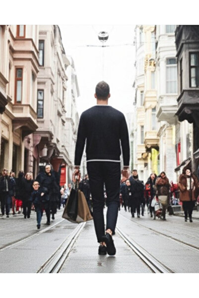 STYLENEST Men's Black Crew Neck Knit Sweater – Classic and Stylish Casual Style