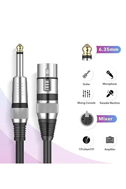 Generic Microphone Cable - XLR Female to 1/4 inch (6.35mm) Mono Unbalanced