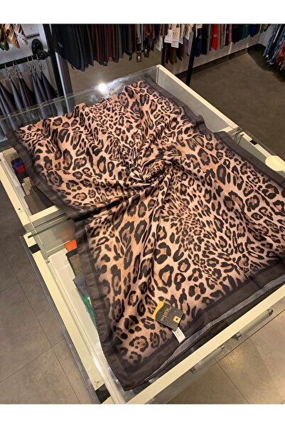 Mavi İpek Leopar Desen Mavİpek Şal