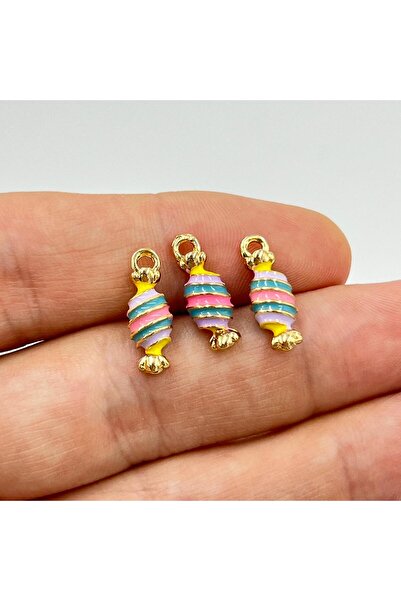 yfhobi 1 Adet - Üç Boyutlu Mineli Şeker Desen Uç, Charm Uç, Altın Kaplama 1.K...