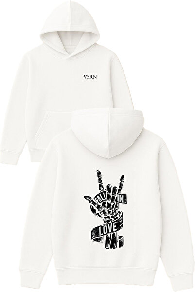VSRN Fall in love Design imprimat Hanorac alb supradimensionat cu glugă