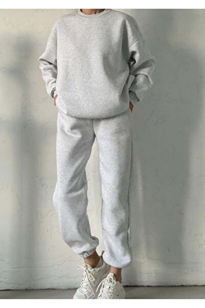 Jose Clothing Σετ oversized Παντελόνια Φούτερ-Φούτερ με επένδυση fleece Χοντρό Παλτό