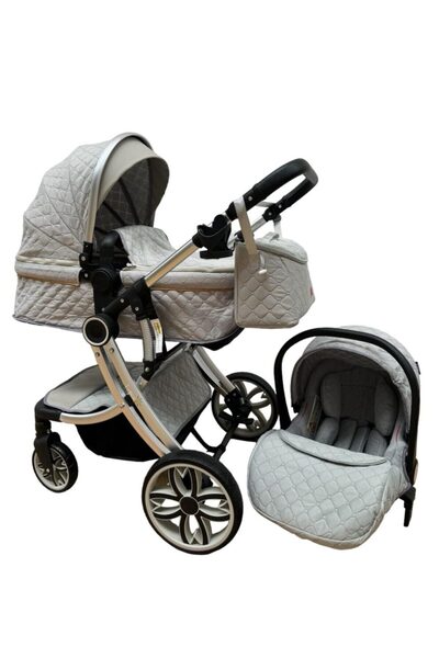 L-Sun 3-in-1 Egg Stroller with Integrated Carrycot and Car Seat, 0-36 months, Gray