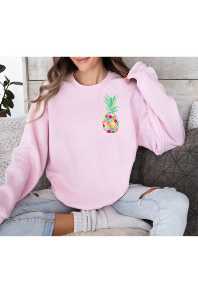 Tubinyoo سويت شيرت ملون صغير الحجم على شكل أناناس مطبوع برقبة دائرية و3 خيوط