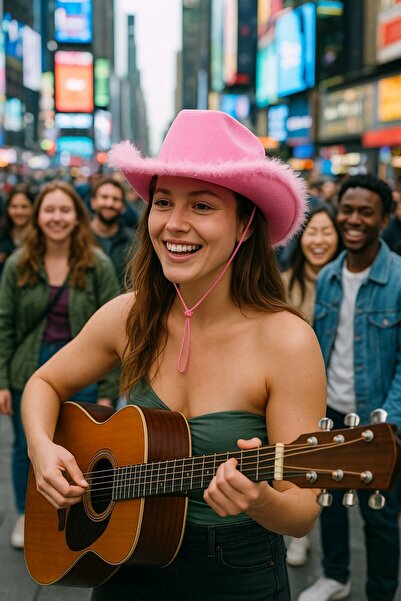 TOYFEST Ροζ γούνινο γυναικείο καπέλο καουμπόη με ρυθμιζόμενο ροζ κορδόνι για ενήλικες, αξεσουάρ κοστουμιών για πάρτι