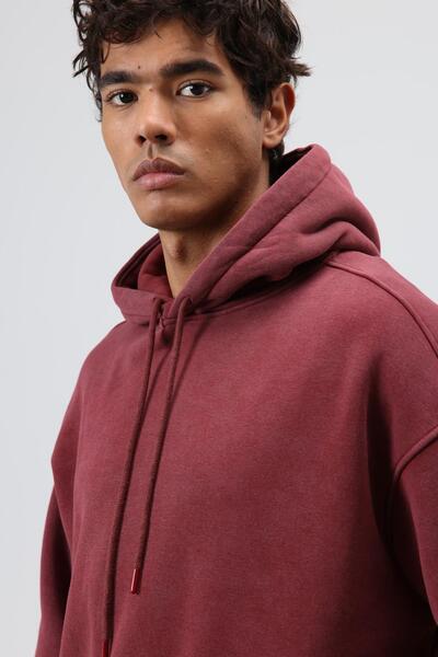 VAMOSCLO Basic Oversized Washable Hoodie Claret Red