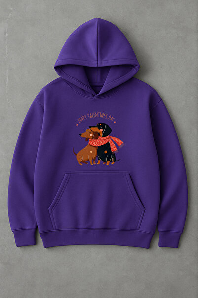 LORVEX Happy Valentine's Day Print Oversized Unisex Hooded Sweatshirt