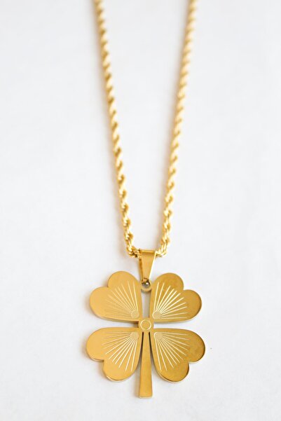 Ares 01 Store Kararmaz Altın Çelik Yonca Kolye – Zarif Kadın Takı