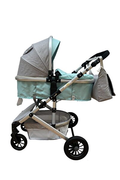 L-Sun 2-in-1 Baby Stroller (Carrycot & Sports Seat), Reversible Handle, Suspensions, 0-36 months, Gray/Tur
