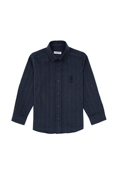 U.S. Polo Assn. Boy's Navy Blue Long Sleeve Shirt 50316670-Vr033