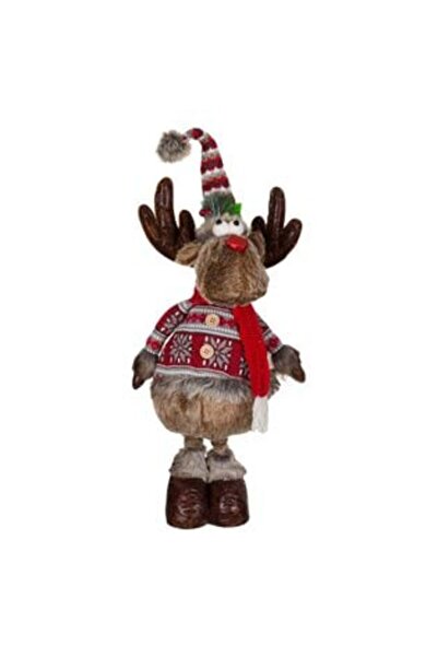 OEM Ren decorativ de Crăciun cu jachetă de blană 90 cm