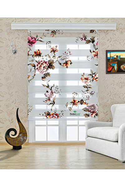 Yznhome Renkli Çiçek Bahçesi Desenli Romantik Zebra Perde – YZN-517