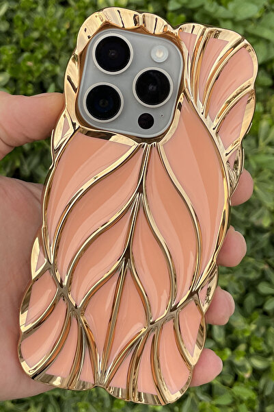 CEPSTOK حافظة آيفون 15 برو بنمط الأوراق اللامعة المضادة للصدمات من السيليكون