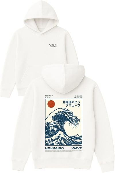 VSRN هوكاديتو وايف ديزاين مطبوع قصة فضفاضة سويت شيرت أبيض بغطاء رأس
