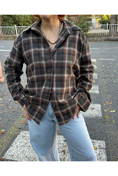 Bak'ap Premium Trend Καρό Καφέ Χειμερινό Πουκάμισο