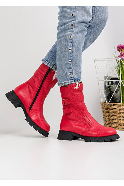 starlike Women's red genuine leather boots PCI046