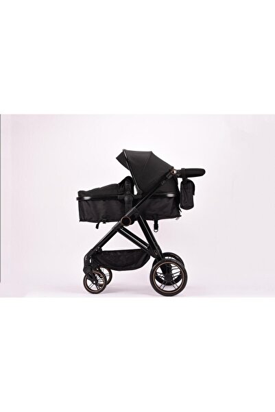 L-Sun 2-in-1 Stroller, Reversible Carrycot, 0-36 Months, Ultra-compact Fold, Black