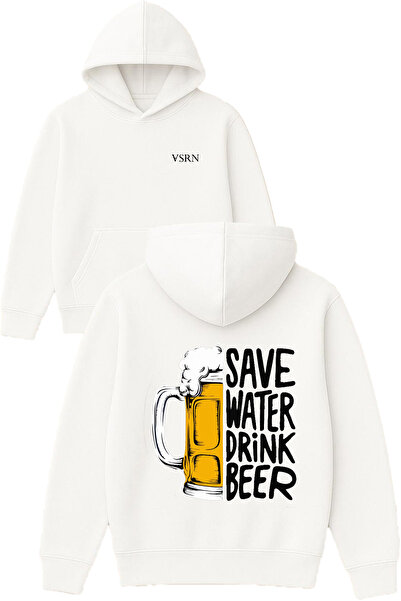 VSRN Save water Design imprimat Hanorac alb supradimensionat cu glugă
