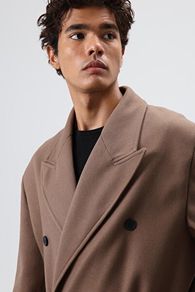 VAMOSCLO oversized διπλό πέτο Παλτό Κασέ Καφέ