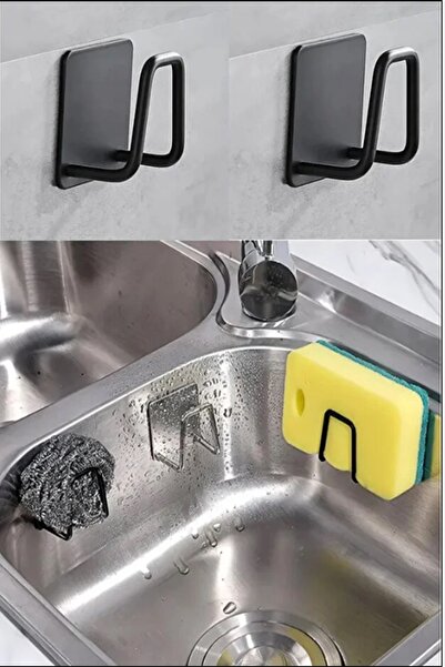 Kitchen Beauty Paslanmaz Metal Yapışkanlı Bulaşık Süngeri Tutucu Ve Evye Düze...