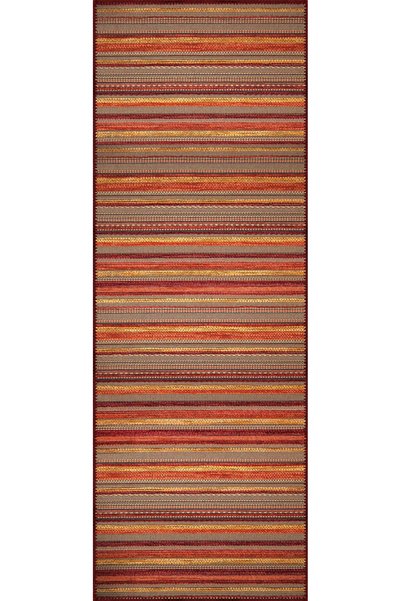 aren.HALI Vella Çizgili Multi Polyester ve Pamuklu Yıkanabilir Kaydırmaz Taban Dijital Baskı Halı