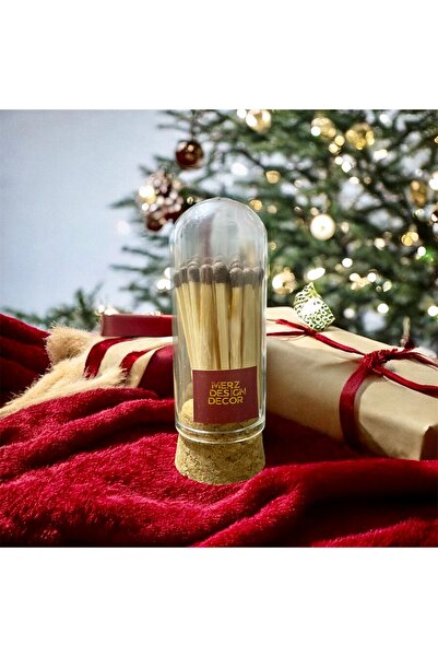 Merz Design Decor Yeni Yıl Yılbaşı Özel Kırmızı Seri Cam Fanusta Çakmak Kağıt...