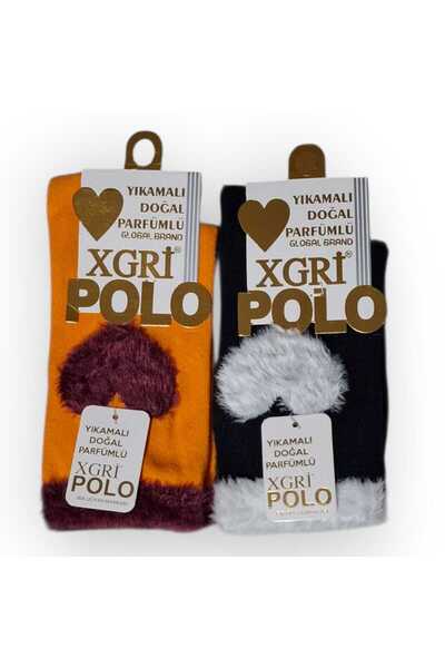 MultiPa Xgri̇ Polo Bird Feather Cotton Women's Socks 2 Pairs