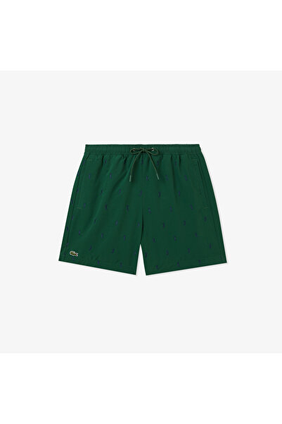 Lacoste Erkek Regular Fit Desenli Yeşil Mayo