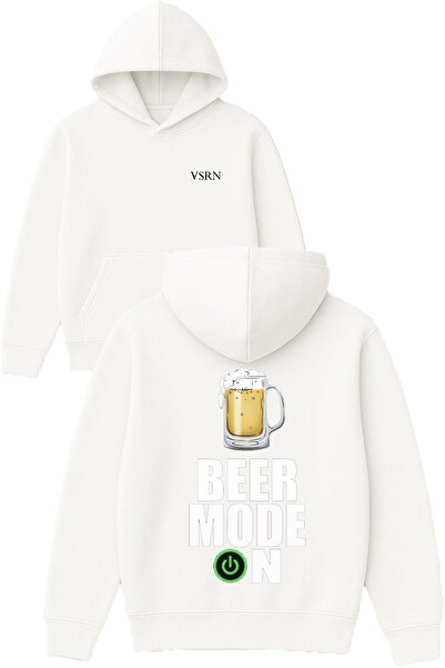 VSRN وضع البيرة على سويت شيرت تاساريم مطبوع قصة فضفاضة وايت بغطاء رأس
