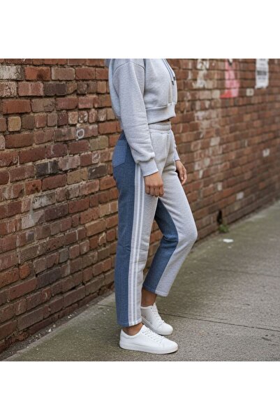 Bliss Γυναικείο Σετ Φούτερ με λαιμόκοψη σε σχήμα V με λεπτομέρεια από τζιν διπλό ζευγάρι