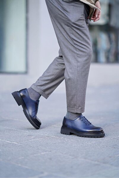 Ahmed Hamdi Bey Osvaldo Navy Blue Men's Leather Shoes