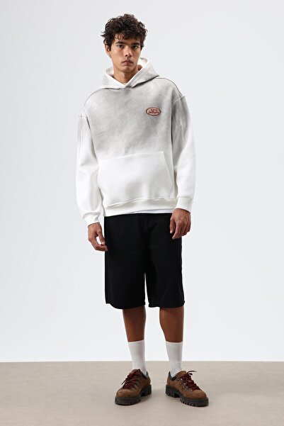 VAMOSCLO Оверсайз-светр з капюшоном та принтом, екрю