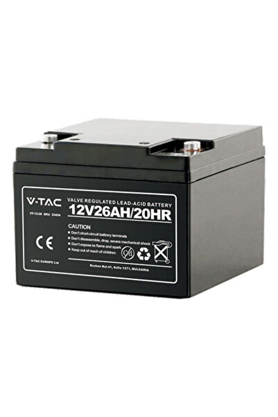 V-TAC Acumulator cu plumb-acid tip gel 12V 26Ah, borne M5