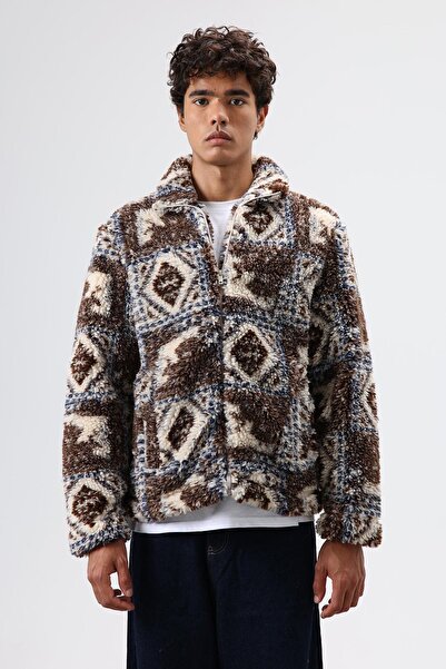 VAMOSCLO Огромно палто от флис в цвят кафе