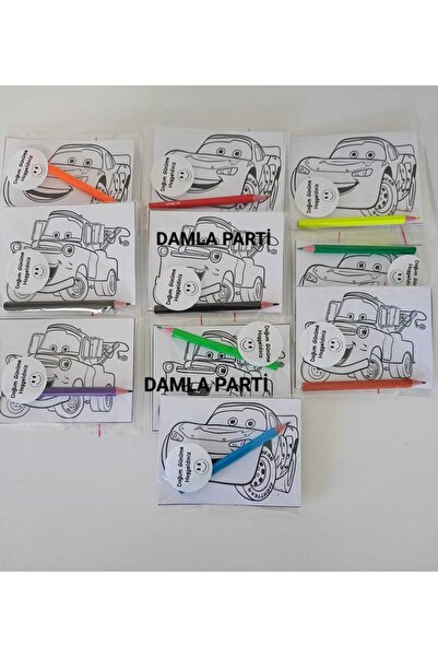 DAMLA PARTİ Cars Arabalar Hediyelik Boyama 2li, 10 Adet, Cars Arabalar Doğum ...