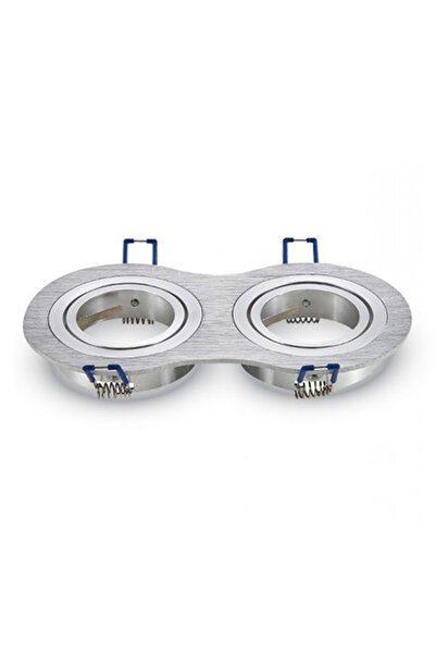 V-TAC Double GU10 Spotlight Housing, Matte Chrome, Adjustable Angle
