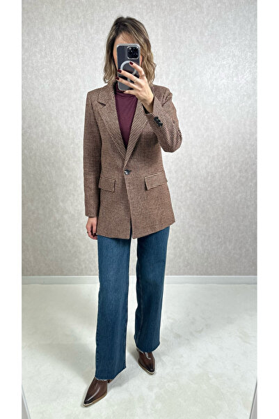 Gardropmikseri Kazayağı Desenli Tek Düğme Ceket