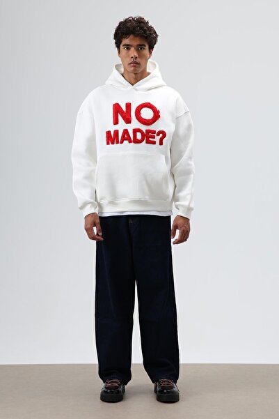 VAMOSCLO Оверсайз-светр з капюшоном та принтом, екрю